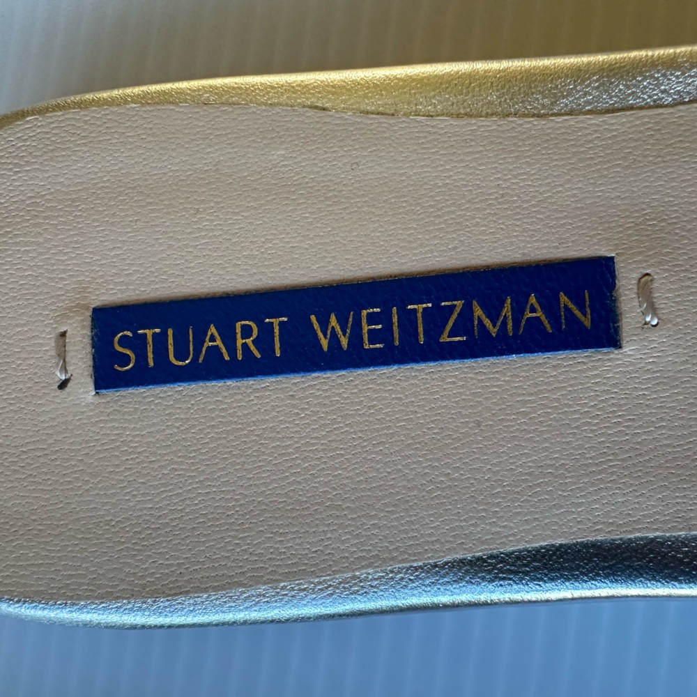 Stuart Weitzman Metallic Silver Cross Studded Lea… - image 6